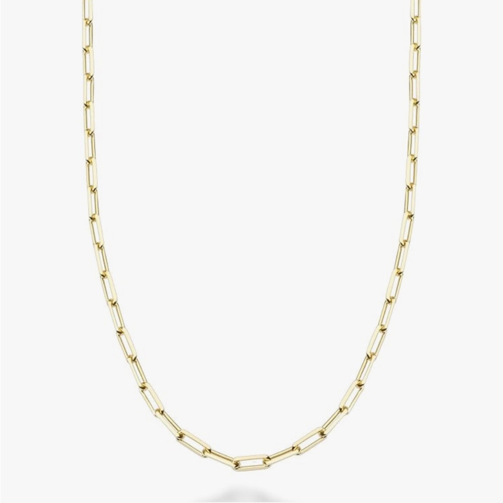 Italian Pure 18K Gold - Solid 925 Sterling Silver 2mm Paperclip Chain Necklace
